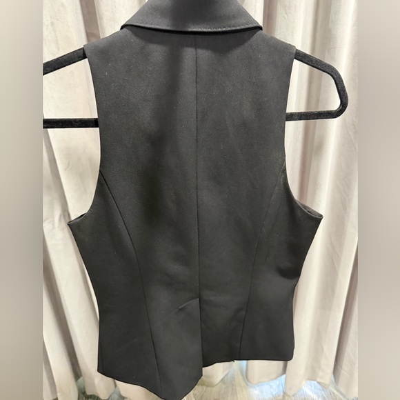 L'AGENCE Black Double-Breasted Halter Vest with Gold Buttons - Picture 3 of 3